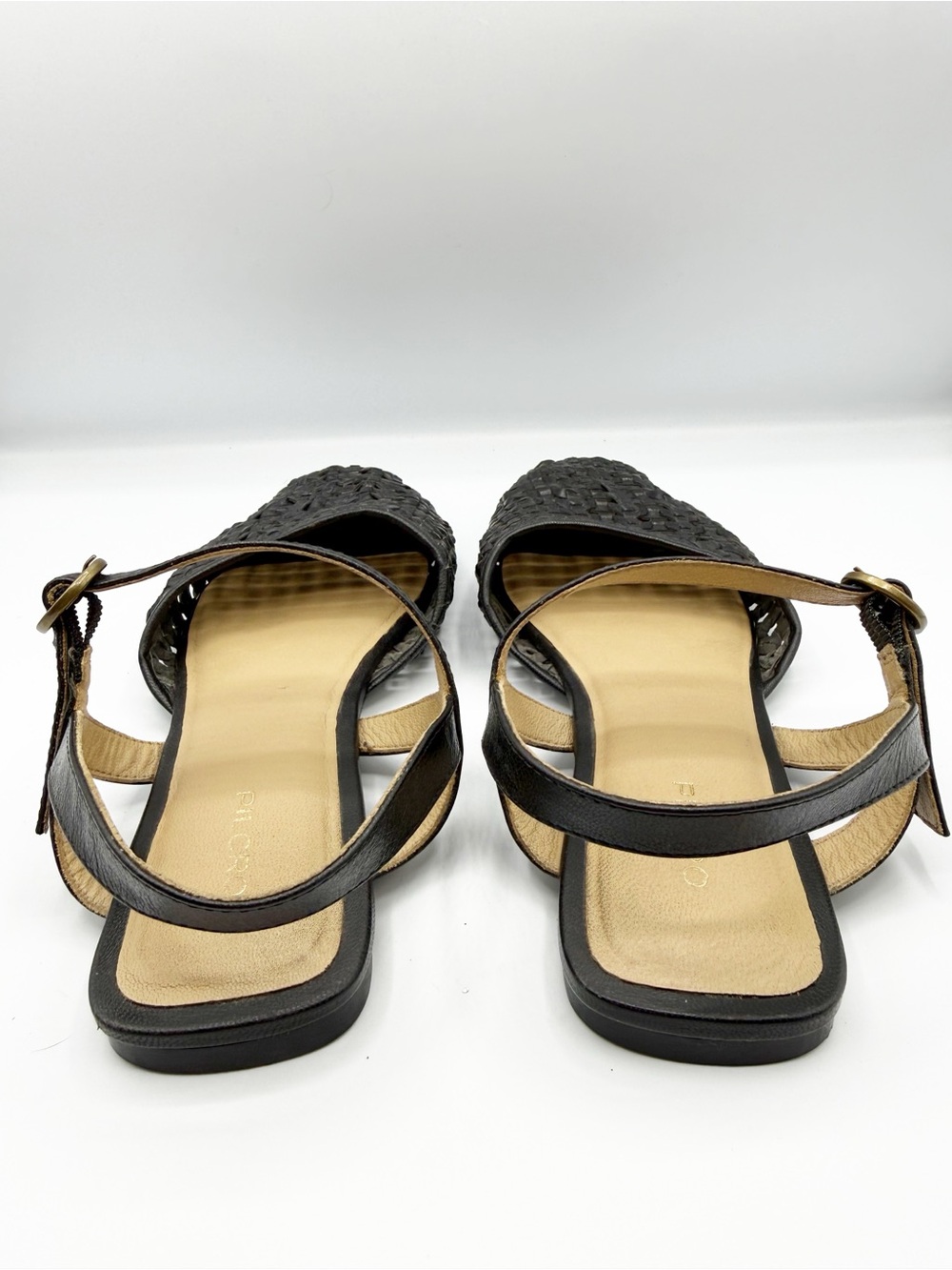 Pilcro Anthropologie Black Woven Flats Leather Size 9 - Picture 5 of 6